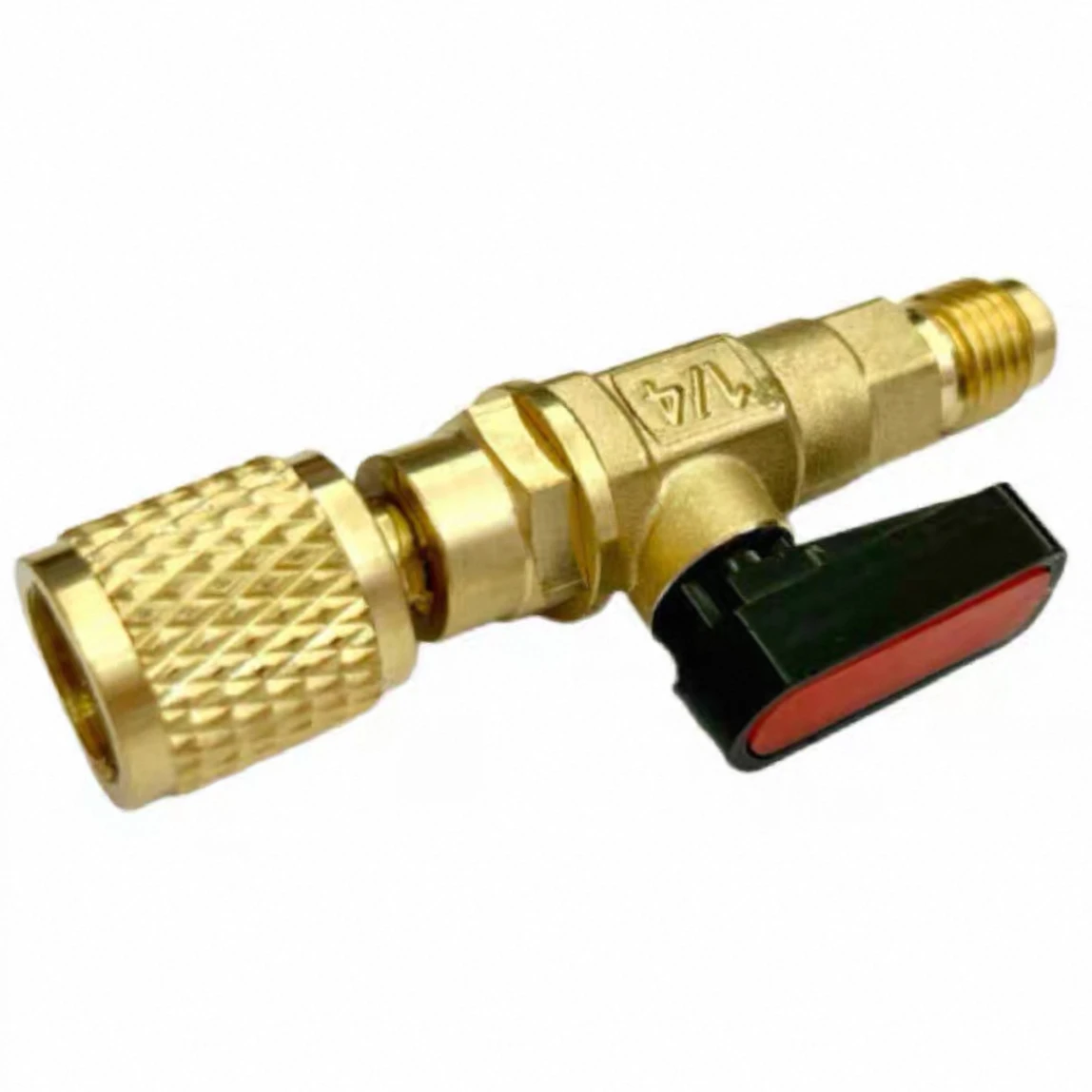 Air Conditioning Refrigerant Ball Valve 1/4" SAE Straight Shut-Off Valve for R22 R410 Charging Hoses AC Refrigerant