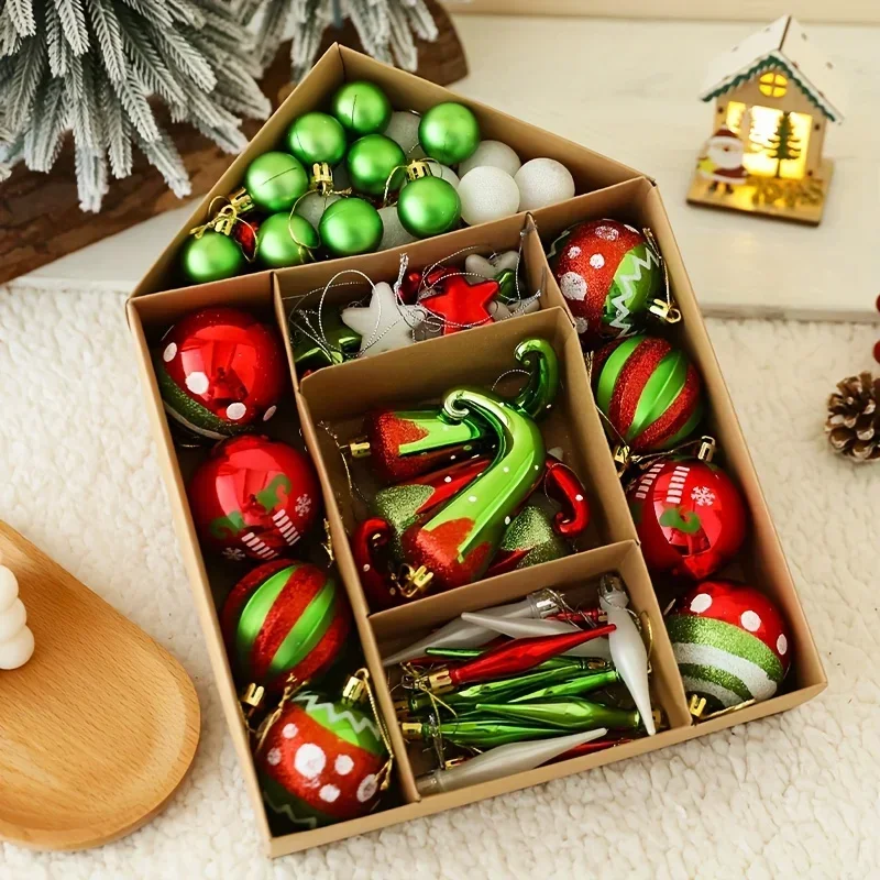 Christmas Ornaments Outdoor Indoor Holiday Party Supplies Special-shaped Ball House Boxed Christmas Tree Ornaments