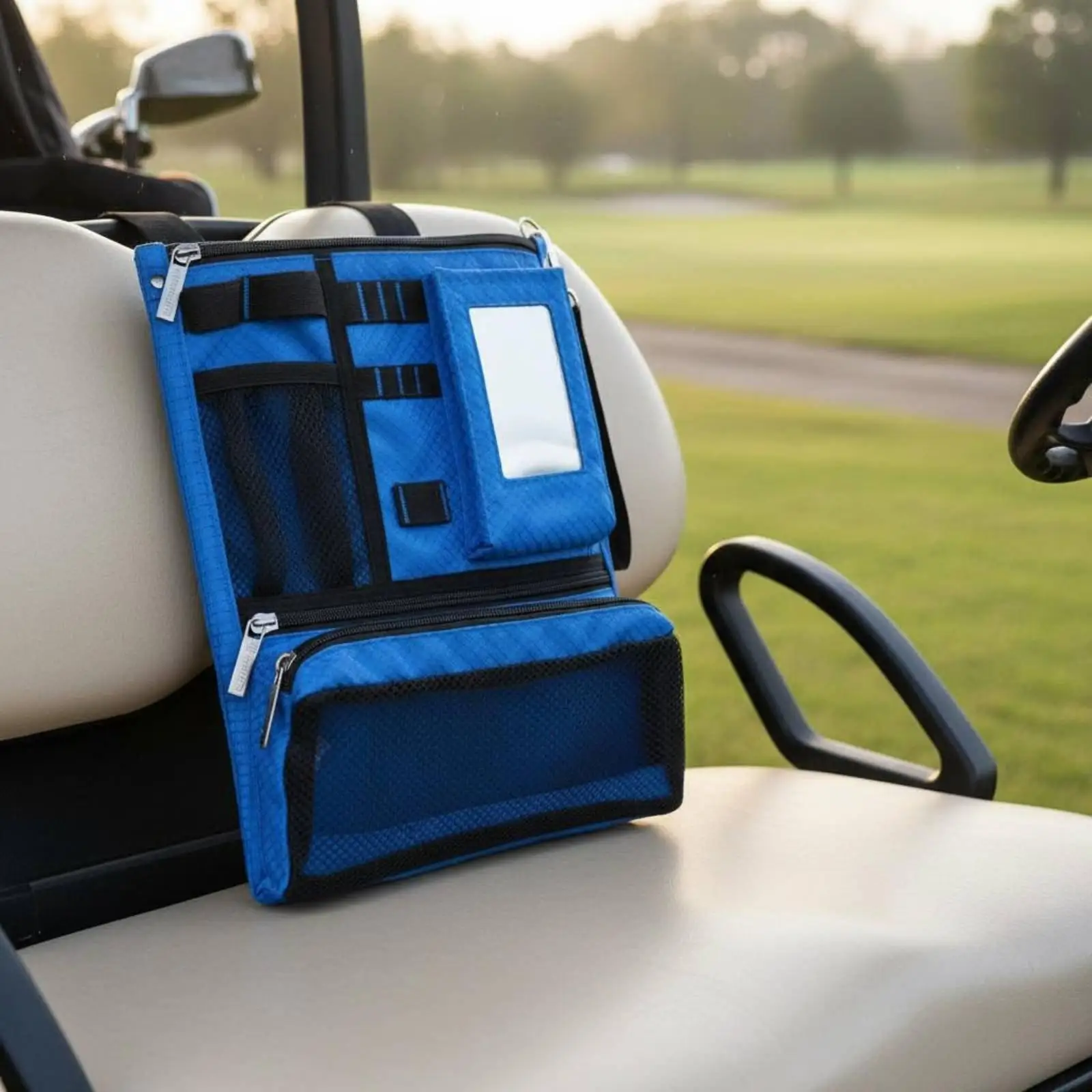 Multi Pocket Golf Storage Organizer Bag Hook and Loop Attachment Travel Pouch for Golf Cart and Stand Bag