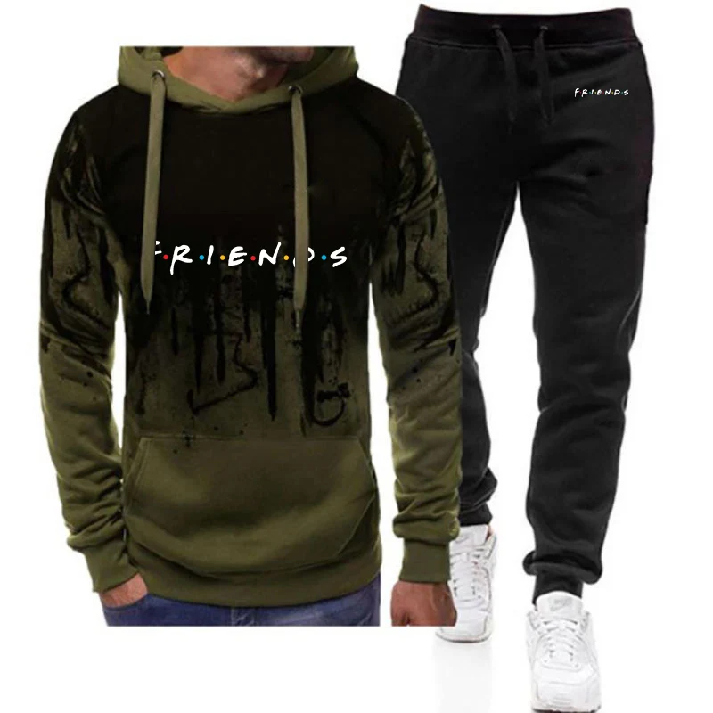 

Friends Tv Show Logo Print 2026 Spring And Autumn Men's Gradient Color Clean And Simple Daily Commute Hoodies Pants Suits