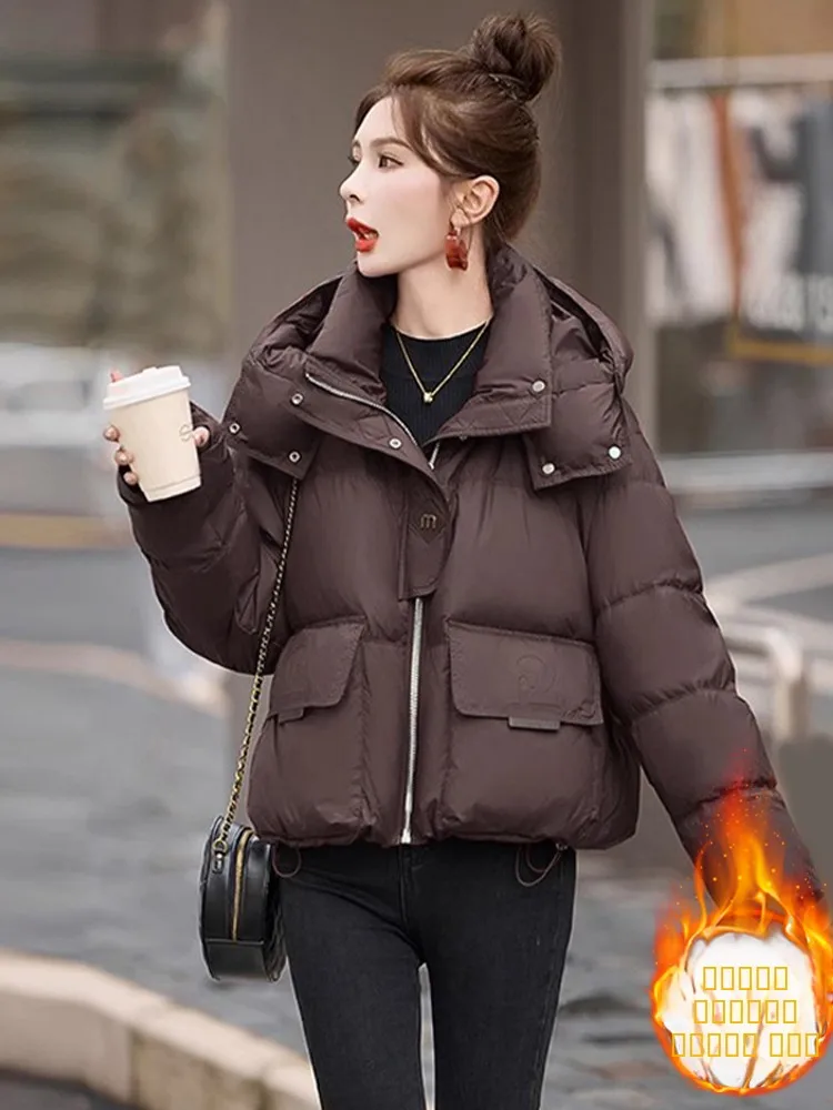

Sli ort down Cotton Jaet Women's Thiened Winter Coat Bread Sle Small Size Faionable Outerwear Coat
