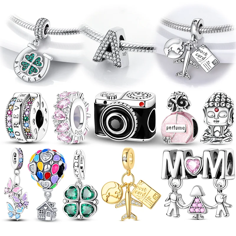 Original 925 Sterling Silver Charms Beads Lucky Clover Starfish Shell Turtle Dangle Fit Bracelet Pendant DIY Jewelry Gift