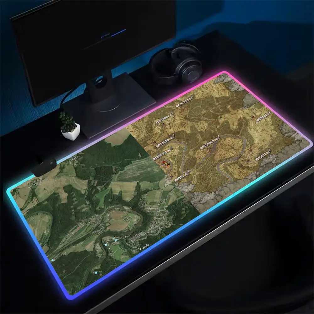 Kingdom Come Deliverance 2 Mouse Pad Anime Gaming Mouse Pad LED Table Pads Backlit Rubber Desktop XXL RGB Desk Mats