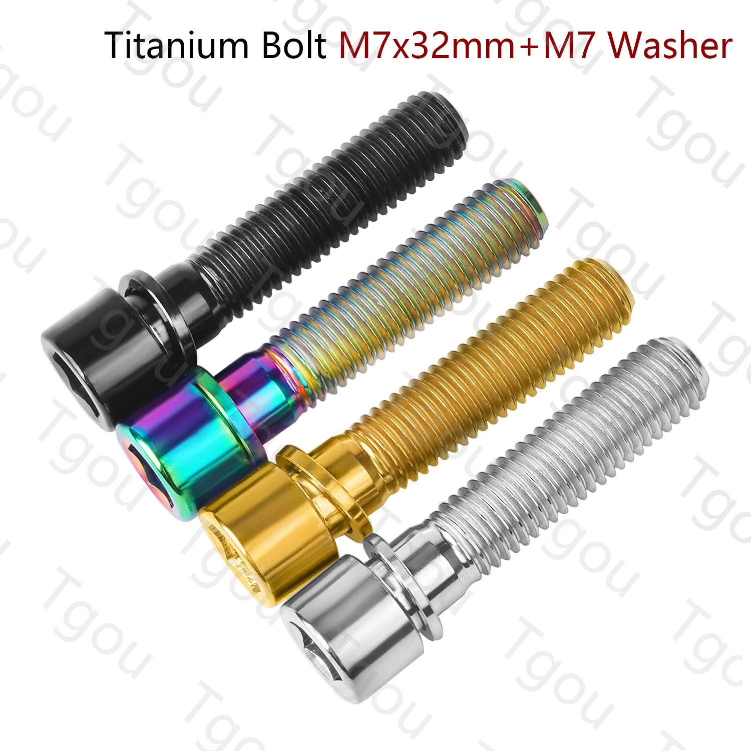 Tgou Titanium Bolt M7 x 32mm Hexagon Head with Washer Screw for Bike Motorcycle 1pcs