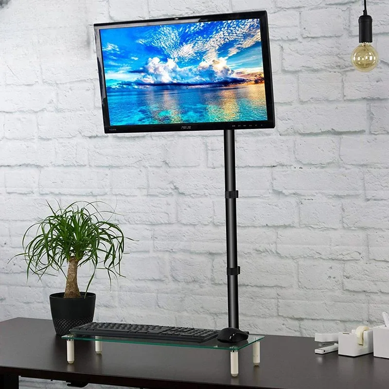 Adjustable Long Arm Monitor Holder for 15.6-32 Inch Computer Display Height Extension Riser Desktop VESA Stand