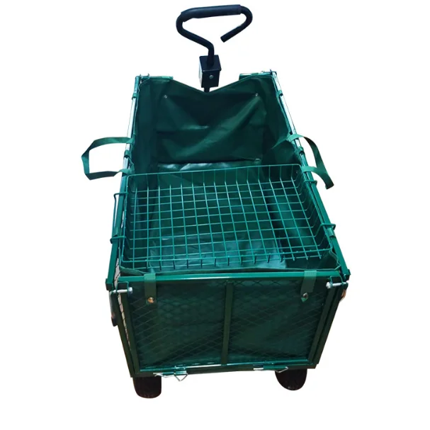 High Quality Garden Trolley Outdoor Heavy Duty Garden Metal Wagon Large Capacity Mesh Garden Cart