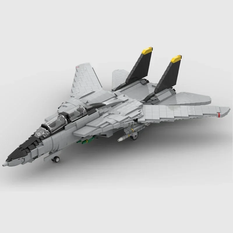 Moc mainan bata bangunan militer, Model militer F-14 teknologi Tomcat Fighter blok Modular hadiah mainan untuk anak-anak DIY set Rakitan