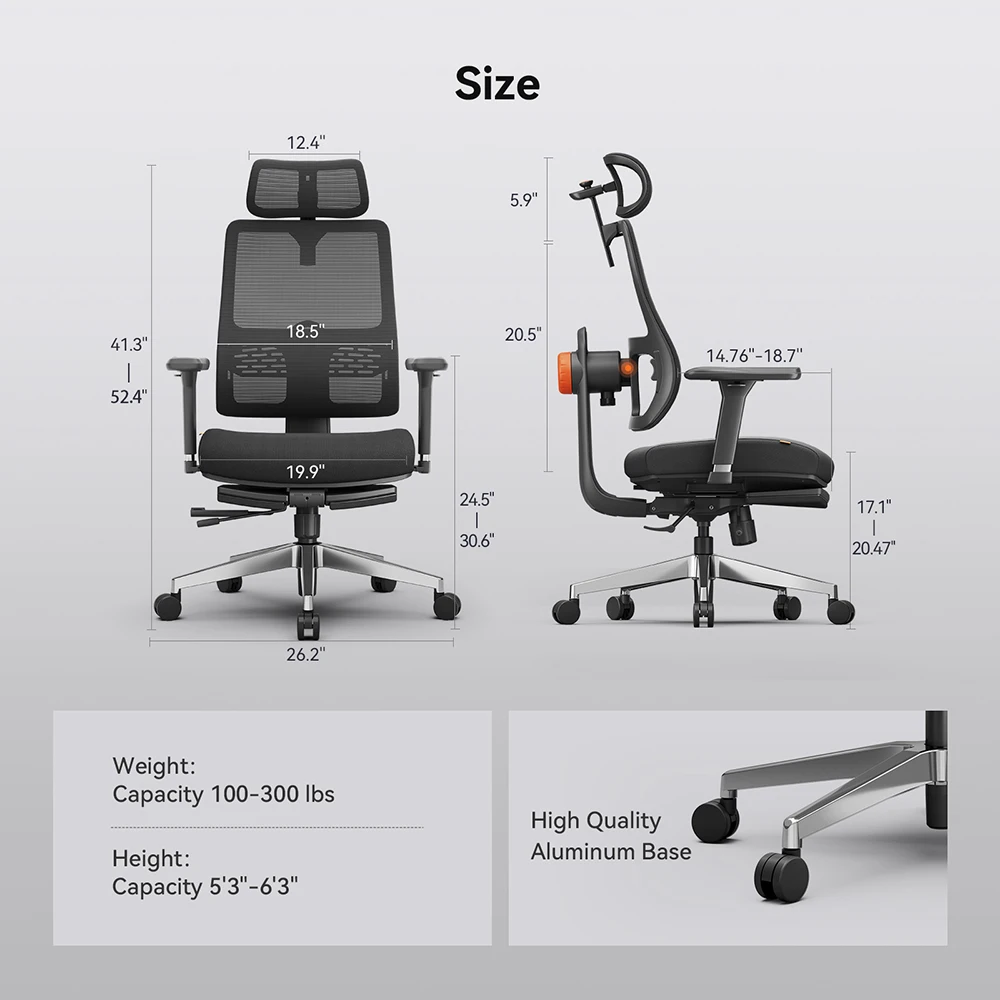 NEWTRAL MagicH-BPro Ergonomic Office Chair, Auto-Following Backrest & Headrest, 4D Armrests, Adjustable Seat, 96°-136° Reclining, Footrest, High-Density Cushion, Class 4 Gas Lift