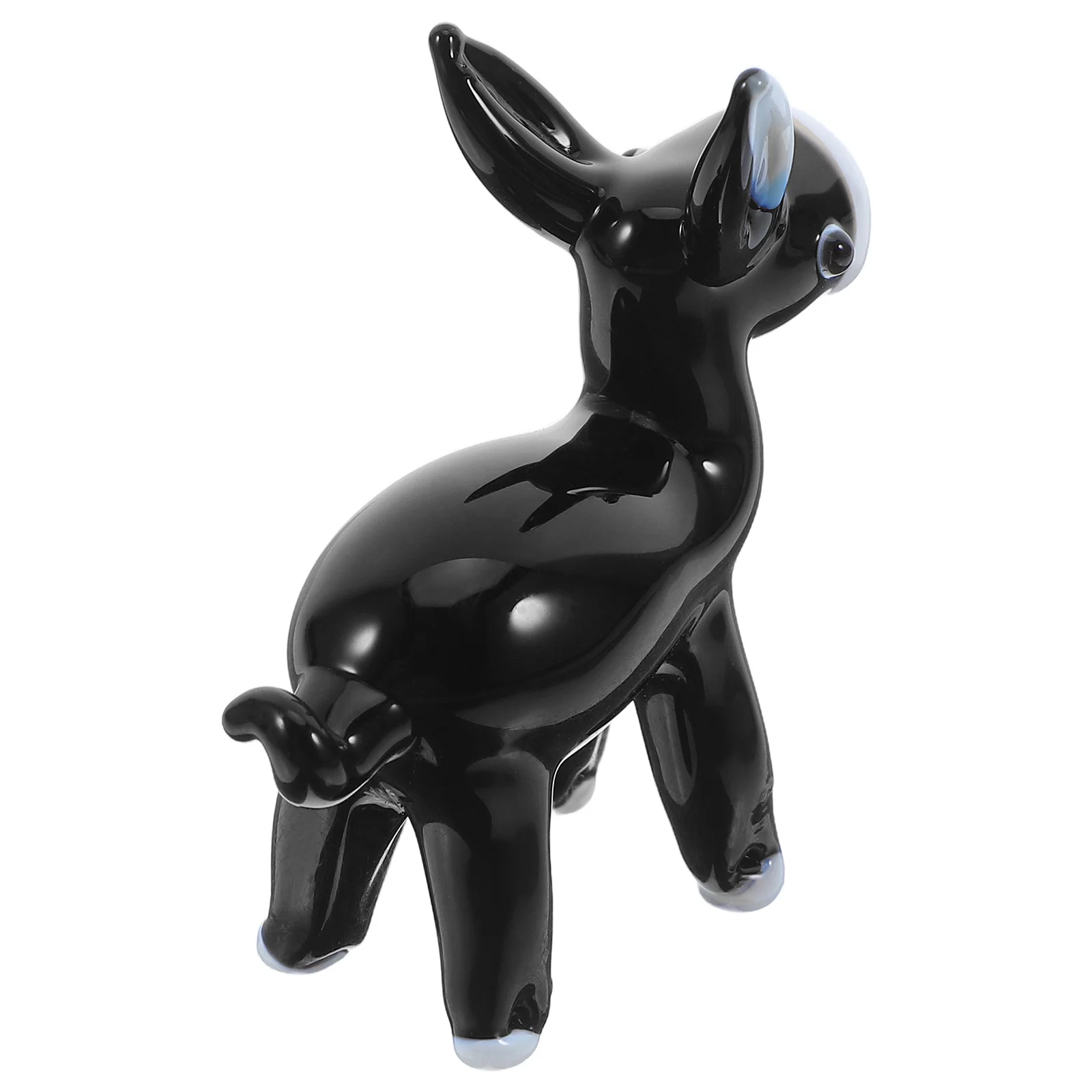

Miniature Glass Donkey Black Hand Blown Unique Glass Art Animal Desktop Decoration Home Ornament Miniatures for Crafts