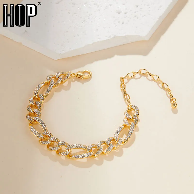 Hip Hop Shiny Iced Out Cuban Chain Anklet for Women Rhinestones On Leg Foot High-heeled Shoes Beach Jewelry Gift