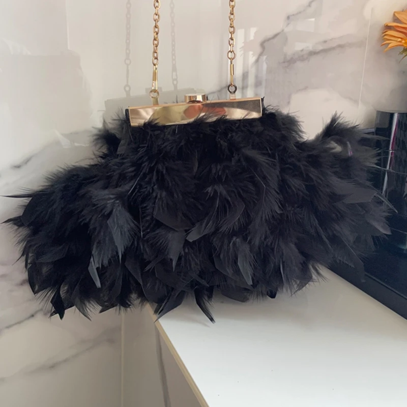 Women's Evening Bag Plush Clutch Purse Mini Crossbody Bag Evening Clutch E74B