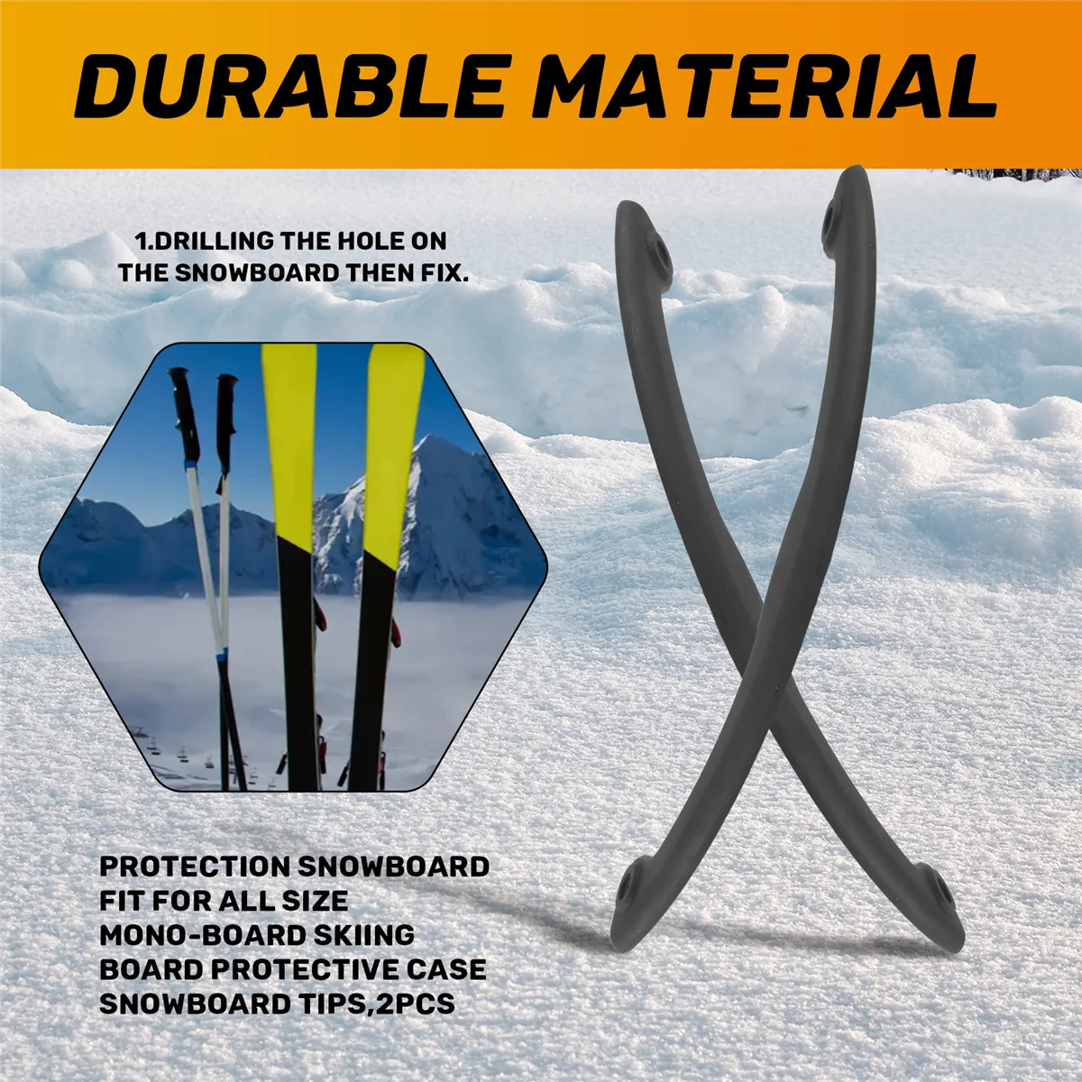 

A44TProtection Snowboard Fit for All Size Mono-Board Skiing Board Protective Case Snowboard Tips,2Pcs