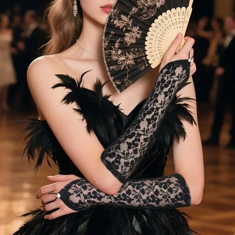 الدانتيل زهرة أكمام أذرع تبريد تنفس فنجر هوك تصميم Armwear قفازات طويلة لحدث الزفاف الأزياء Armwear للحزب Y08E