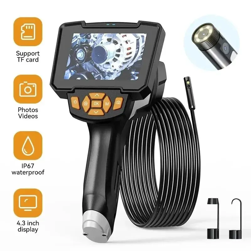 

Industrial Endoscope 8MM 4.3inch 1080P Single Dual Lens Car Inspection Borescope IP68 Waterproof Sewer Camera With 6LEDs