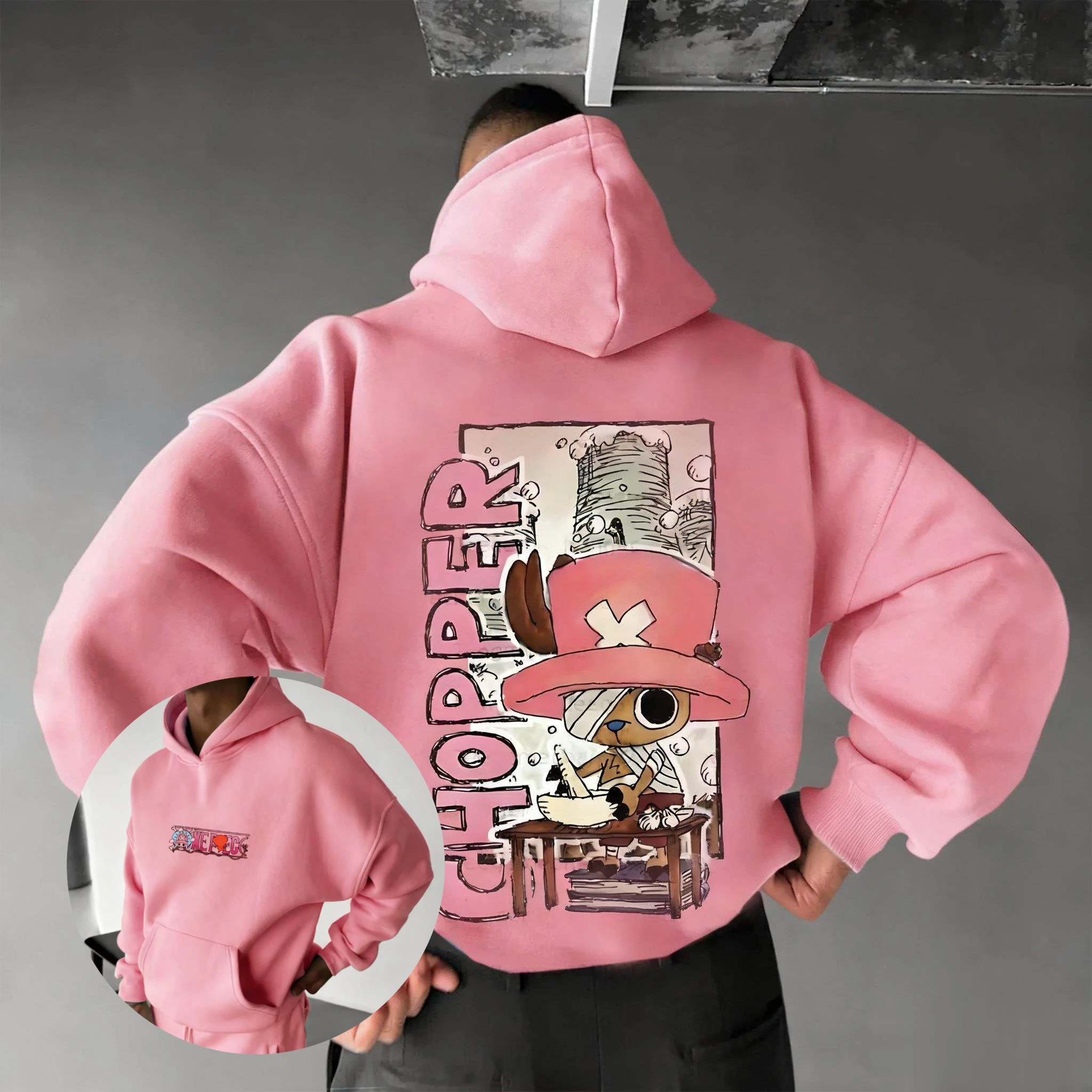 Bluza z kapturem One Piece Chopper z grafiką, męska i damska, nowa, jesienno-zimowa, streetwearowa, oversize, casualowa, z nadrukiem anime.