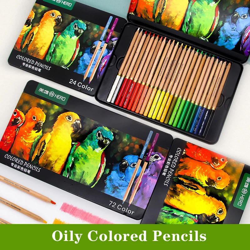 Professional Oil Colored Pencils 24/36/48/72 Colors Drawing Set Wood Coloured Pencils For Painting School Art Supplies Tin Box