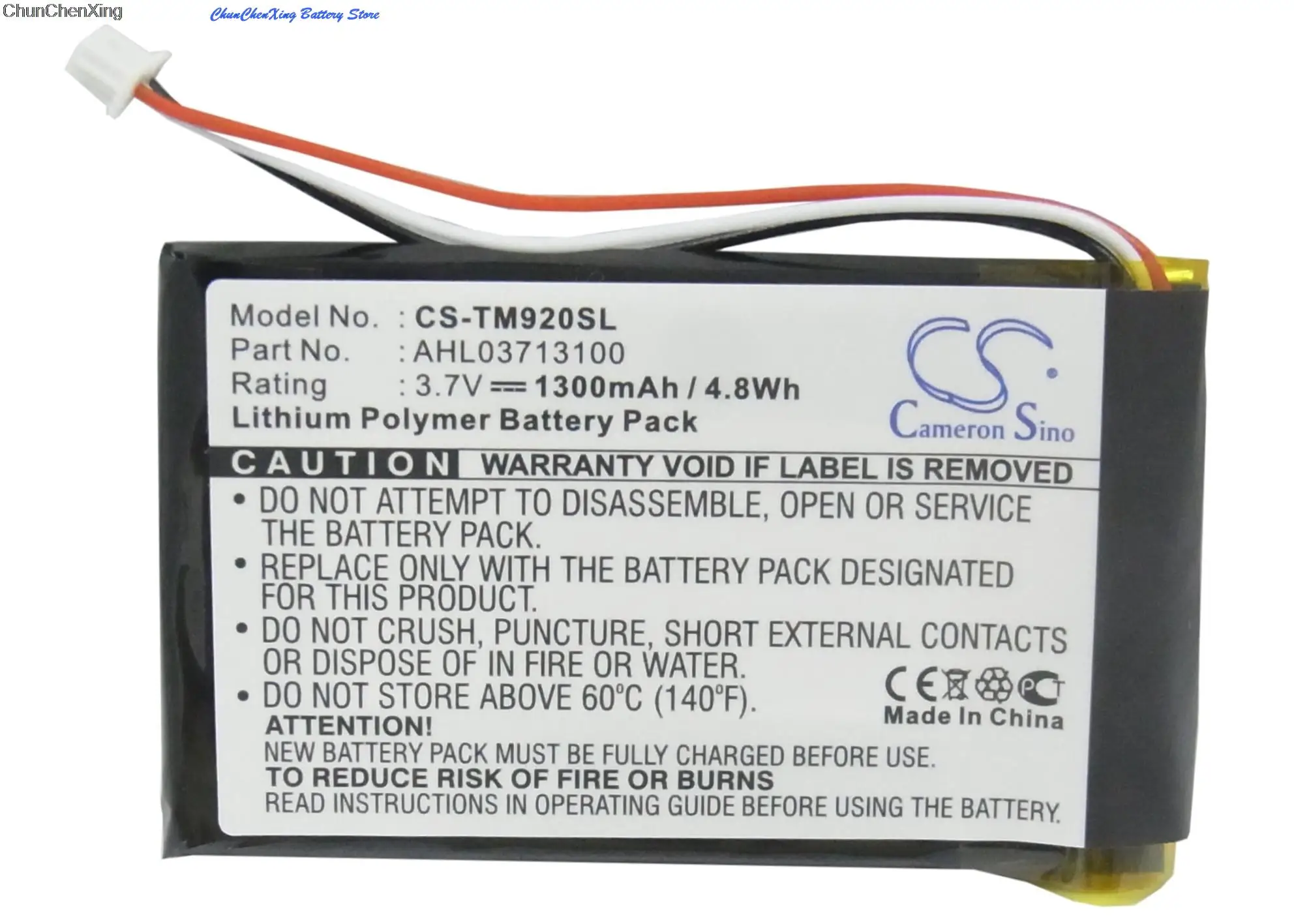 Batería AHL OrangeYu 1300mAh 03713100   para TomTom 340S LIVE XL, Go 920, 920T, XL330, One XL 340