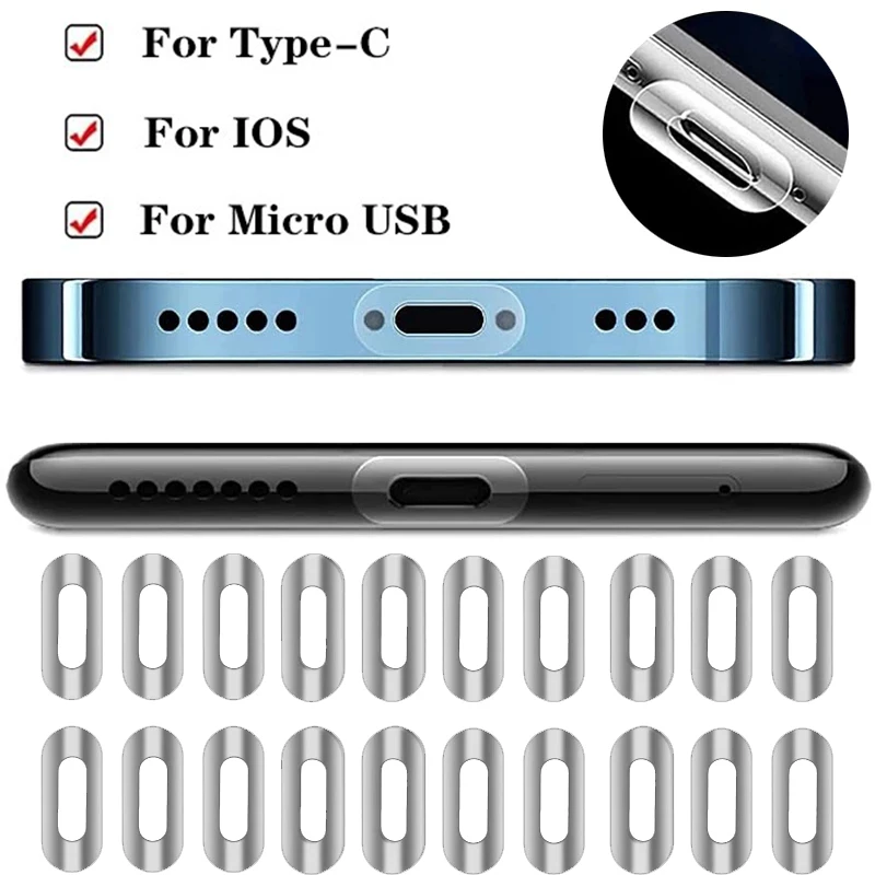 10 шт. для IOS/Type-C/Micro USB порт для зарядки универсальная защитная пленка наклейка защита от царапин для Iphone Samsung Xiaomi