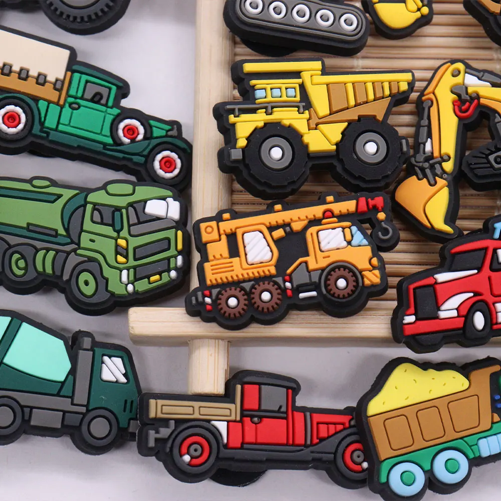 5-20PCS Vehicles Motorcycle Engineering Car Rocket Taxi Plane PVC Shoe Charms For Clogs Pin Sandals Shoes Accessories Decoration