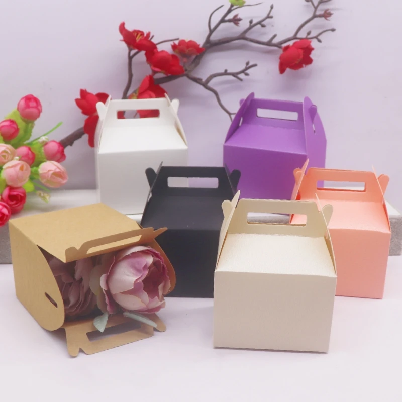 Caja de pan de mano multicolor para dulces, caja de regalo, caja de papel, 10 Uds.