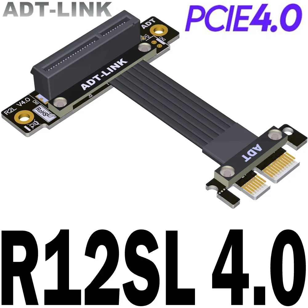 Gen4 Riser Card PCIE 4.0 x1 Male To x4 Female PCI Express PCI-E 4X 1X PCI E Riser Extender Ribbon Wire 90 Degree Right Angle GPU