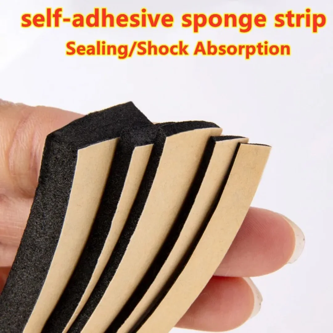 EPDM Self Adhesive Sponge Seal Strip Rubber Black Foam Strong Single-sided Adhesive Soundproof Anti-collision Seal Gasket