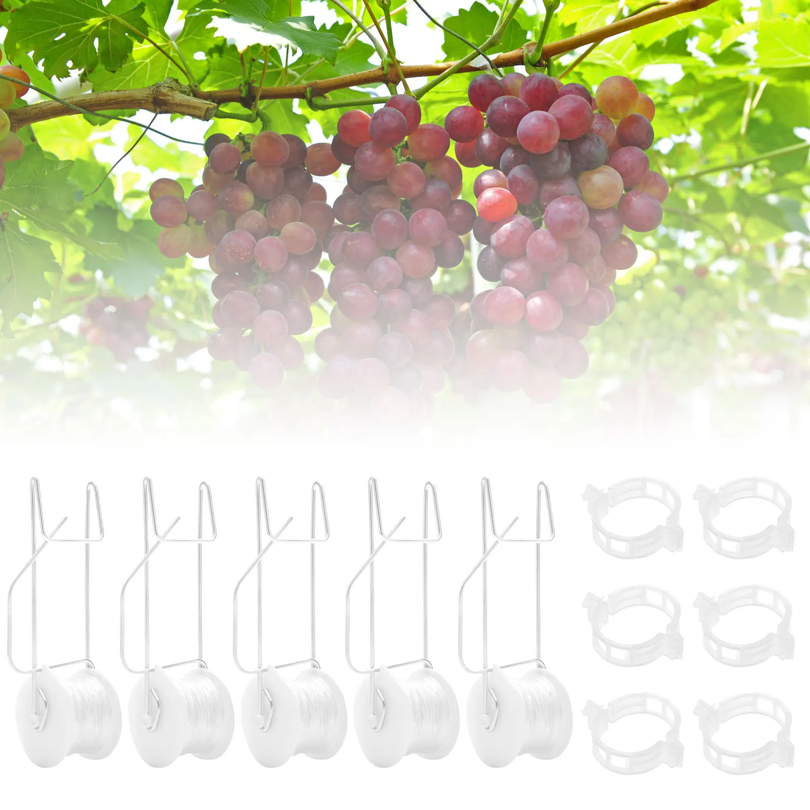 10pcs Tomato Roller Hook With 15m Rope Versatile Strong Load Bearing Flower Vine Crop Trellis Kit for Greenhouse Balcony