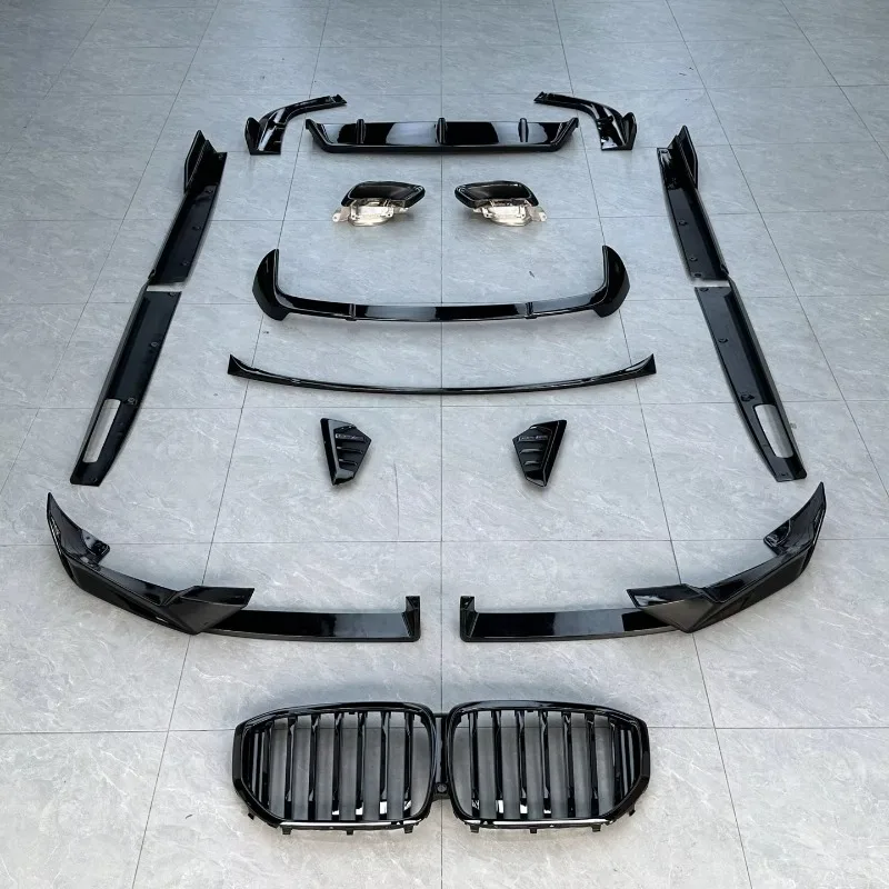 Car Bodykit for 2024-2026 X5 G05 LCI Upgrade Black Knight Aerokit Front Lip Diffuser Spoiler Grille