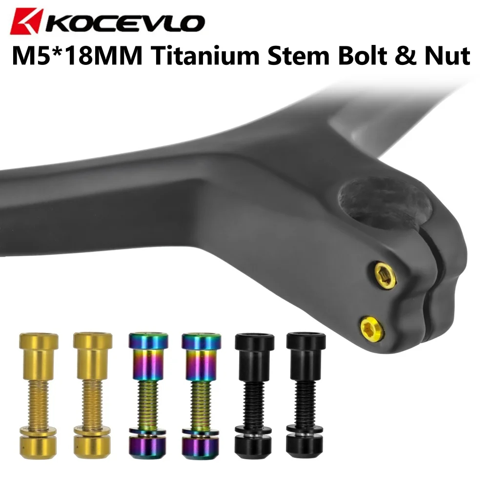 KOCEVLO Titanium Alloy TC4 Stem Bolts M5x18mm Bicycle Handlebar Stem Screw With Washer MTB Road Bike Stem Riser Screw