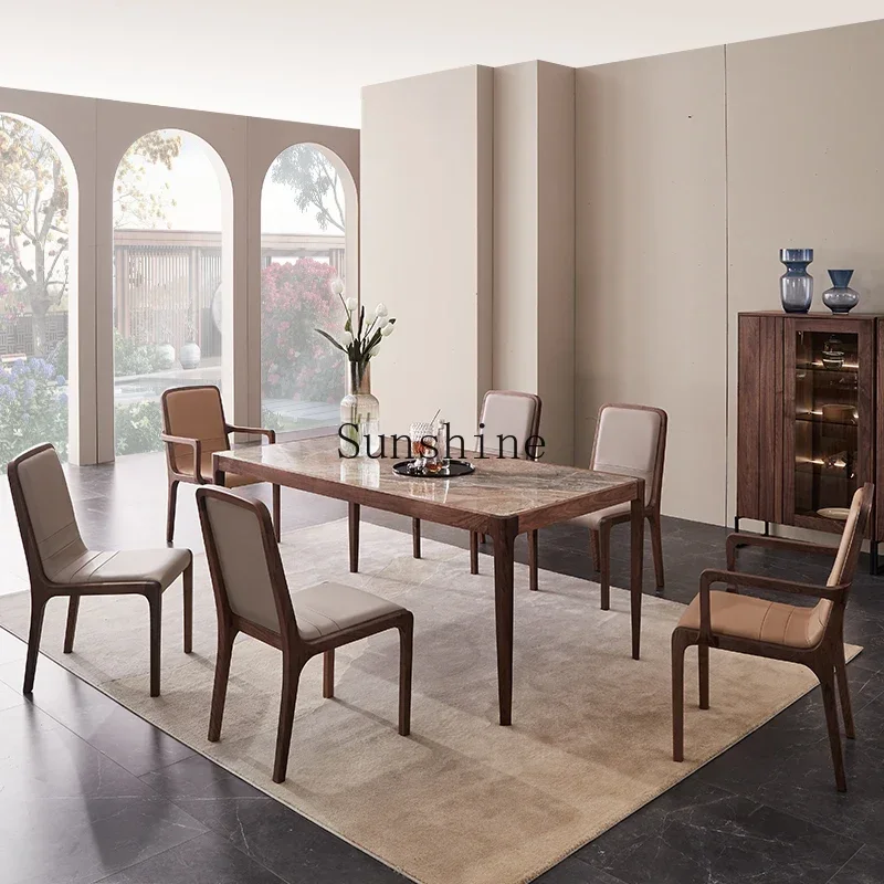 

Североамериканский обеденный стол из шифера из черного ореха, современная, обеденная мебель из массива дерева, минималистичный обеденный стол