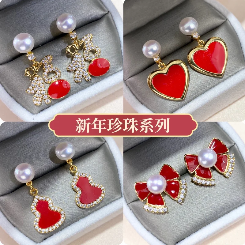 

Natural Freshwater Chinese Style Earrings Personality Versatile Hoop Earrings for Women S925 Silver Needle Stud Earrings Clearan