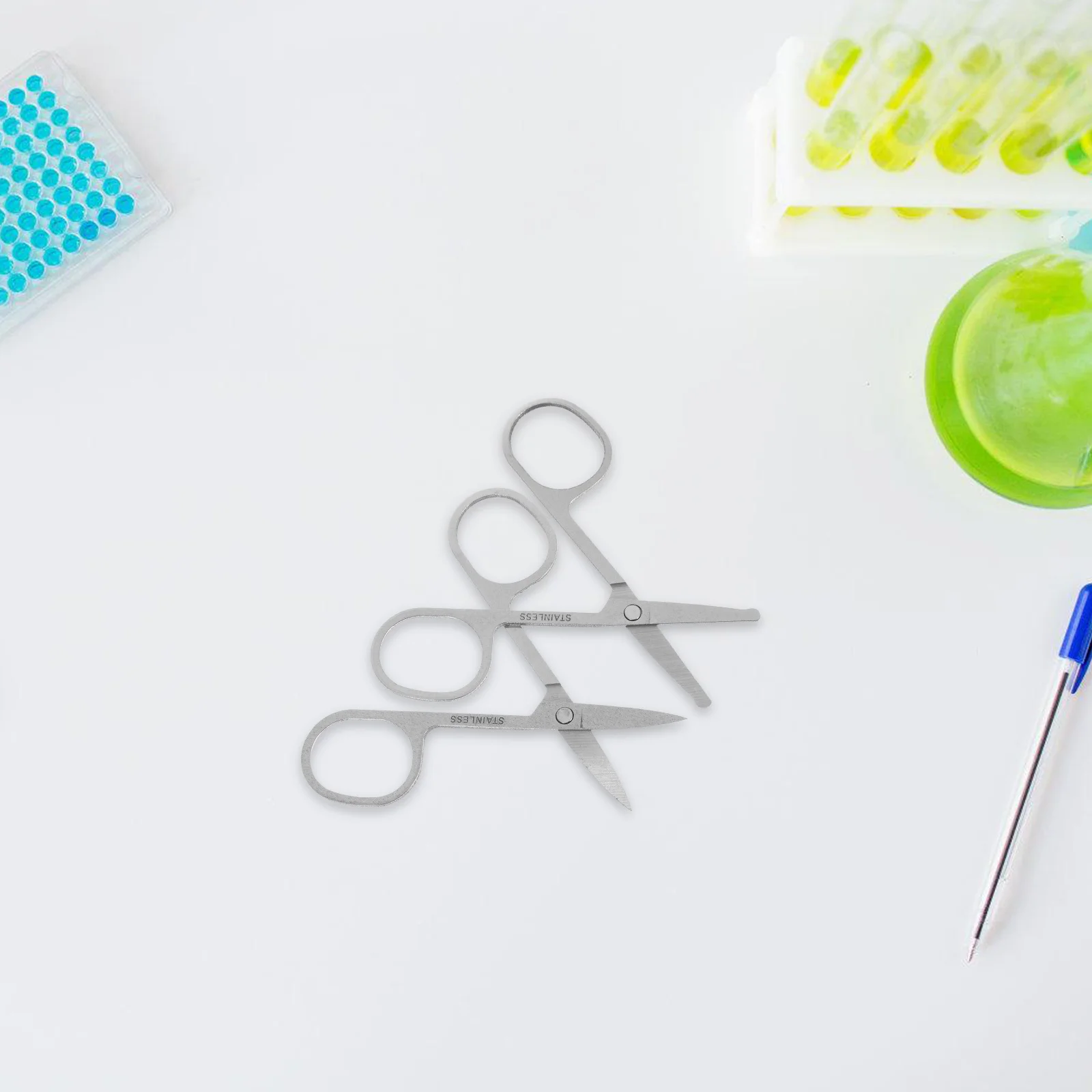 

12Pcs Mini Scissors Stainless Steel Small Precision Scissors for Lab Students Experiment Use Rounded Head Pointed Tip Metal