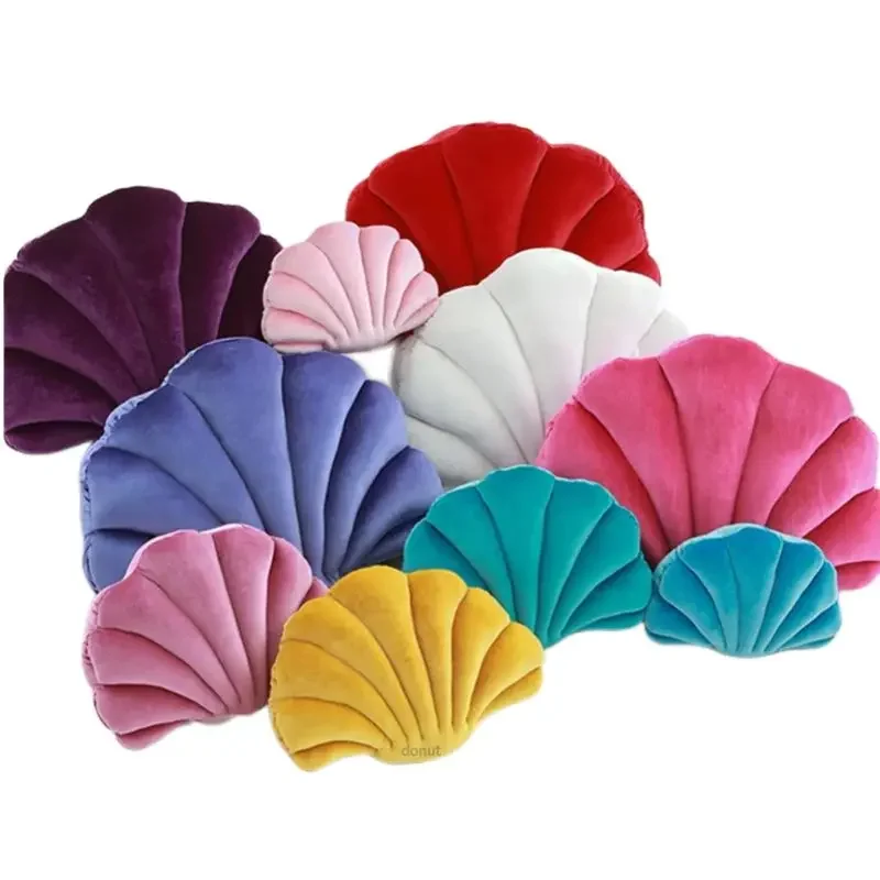 Popular Korean Velvet Shell Simulation Plush Pillow Full Color High Quality Cushion Big Size Home Photo Decor Special Gift