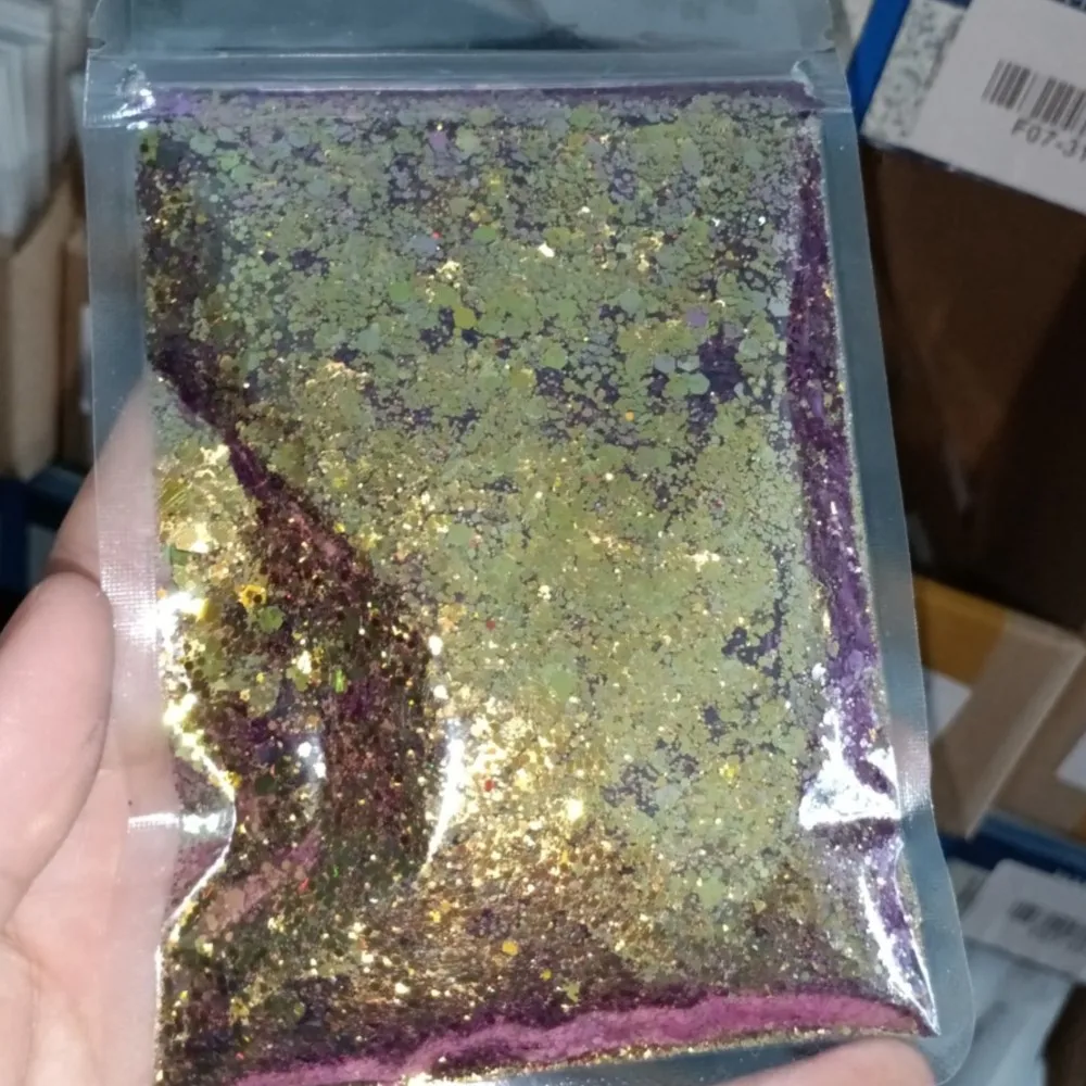 50 g/pacco Sirena Paillettes Nail Art Camaleonte Glitter Chunky Hexagon Arcobaleno Paillettes Colorate Scintillanti Fiocco Manicure Decorazione di Arte