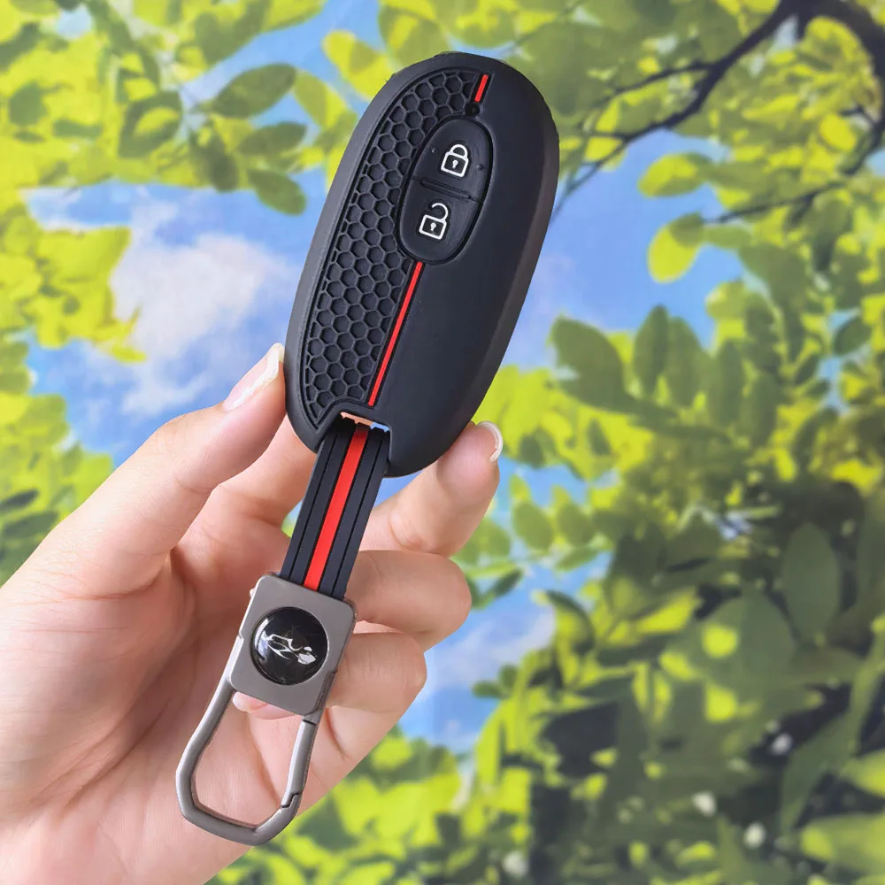 Honeycomb Silicone 2 Button Key Fob Cover With Keychain For Suzuki Palette Solio MR Wagon Hustler Alto Lapin Every Spacia