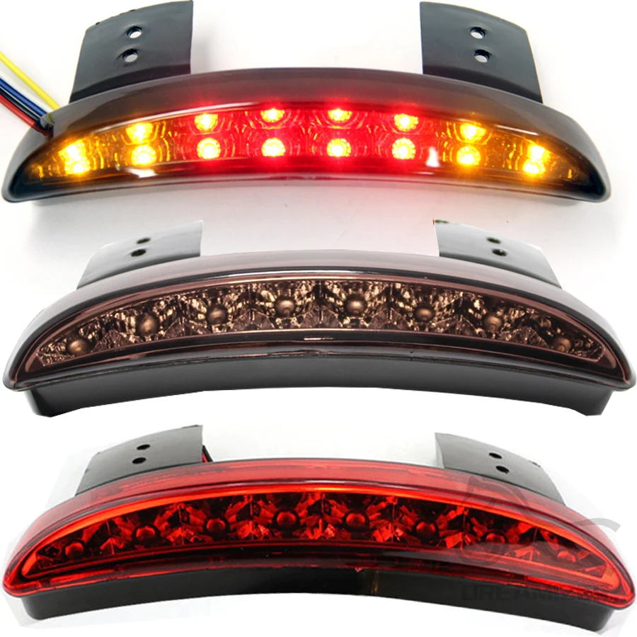 Motorcycle Chopped Fender Edge Tail Light Amber Turn Signal LED Red Stop Brake Rear TailLight for Harley Sportster XL 883 1200