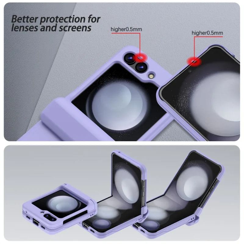 Plastic with Card Holder Phone Case for Samsung Galaxy Z Flip 7 FE 6 5 4 3 3Flip6 Flip5 Flip4 Flip3 Full Hinge Shockproof Cover