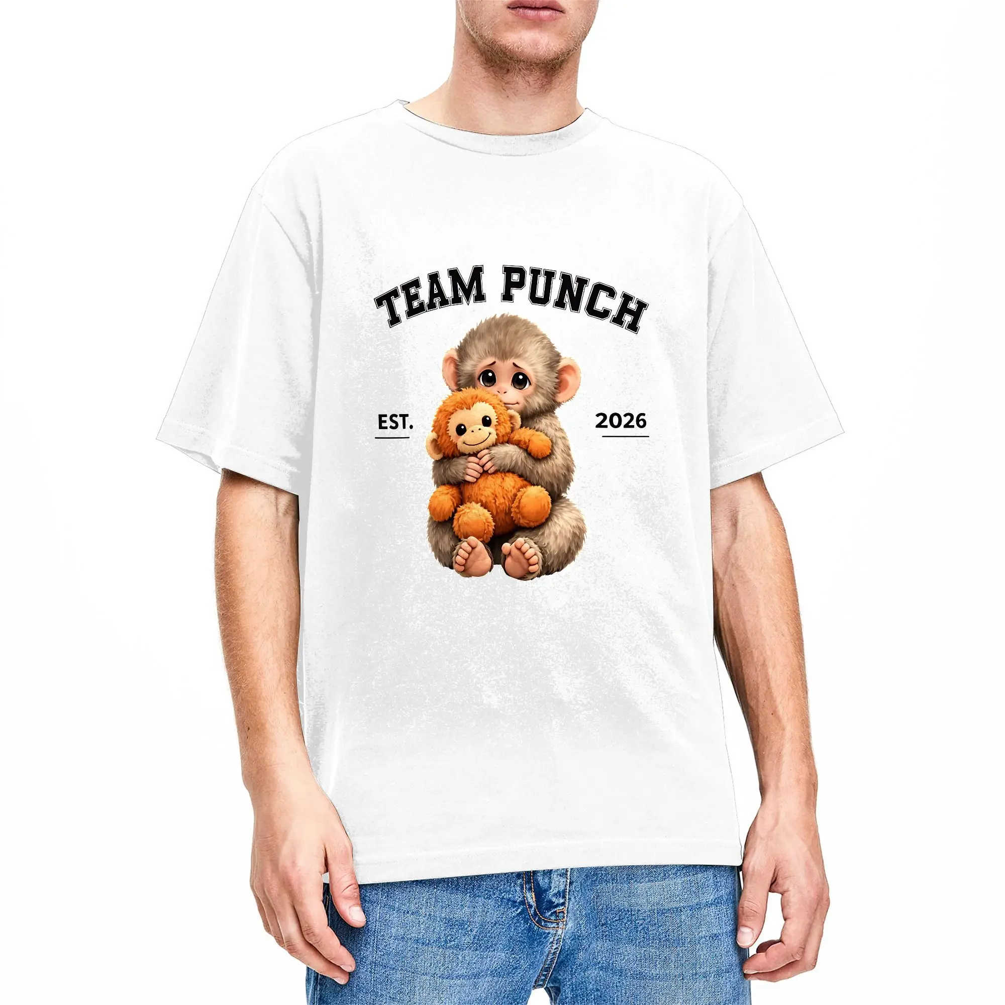 Team Punch Baby Monkey Punch T Shirt Summer Hip Hop T Shirts Men Cotton O Neck Plus Size Top Tees Short-Sleeve Streetwear Tops
