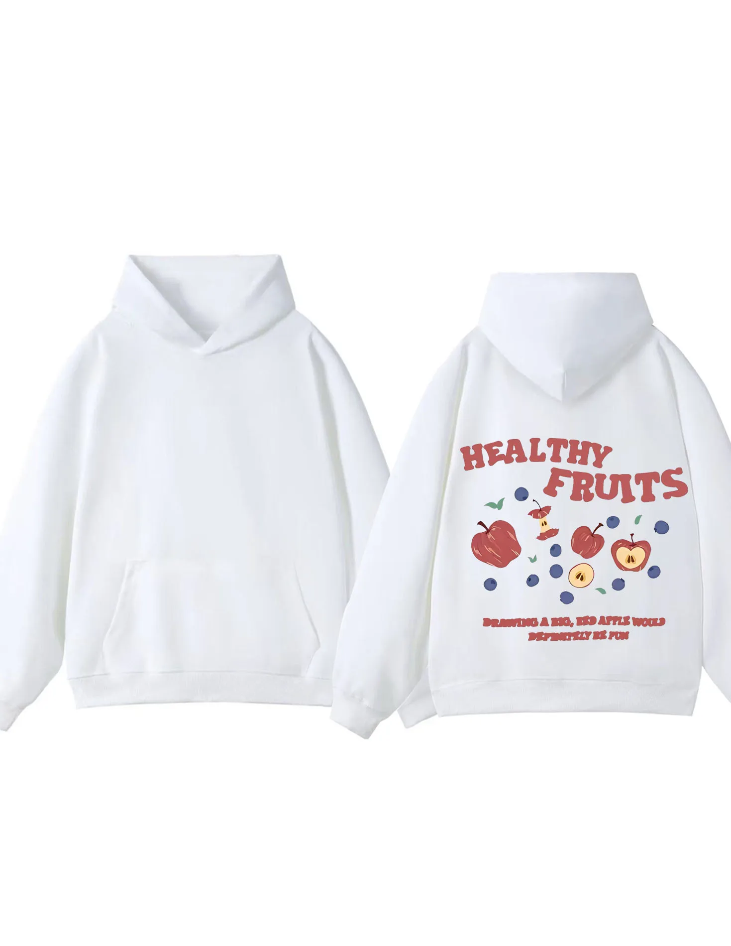 

2025 осенняя мода, 300 г, тяжелая толстовка с капюшоном, здоровые фрукты, мужская и женская модная повседневная уличная одежда, качественная толстовка с принтом