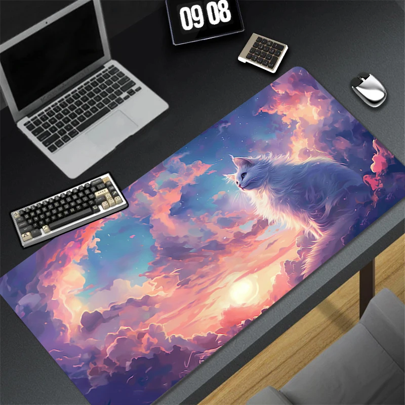 

Mouse Pad Gaming Accessories Keyboard Pad Laptop Pink Clouds Gamer Desk Mat Office PC Anime White Cat Mousepad Kawaii Rug Carpet