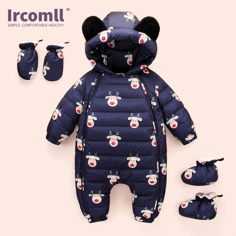 

New Year Baby Romper Duck Down Newborn Clothing Bear Hooded Boys Girls Overalls Winter Wear Infant one-pieces Clothes