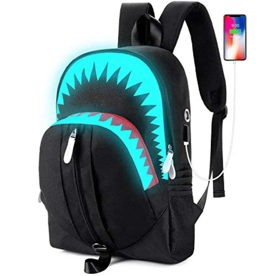 

Shark Backpacks for Teen Boys, Cool Backpack for School Bookbags Glow