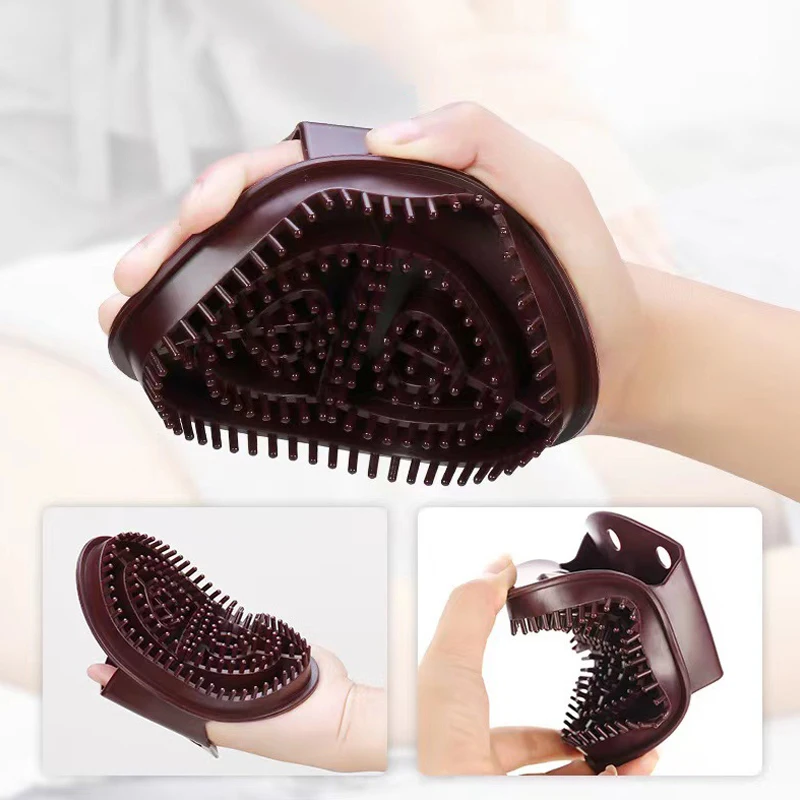 2Pcs Wooden Body Massage Meridian Brushes Brown Bristle Exfoliating Scrub Improving Circulation Relaxation Daily Home Spa Use
