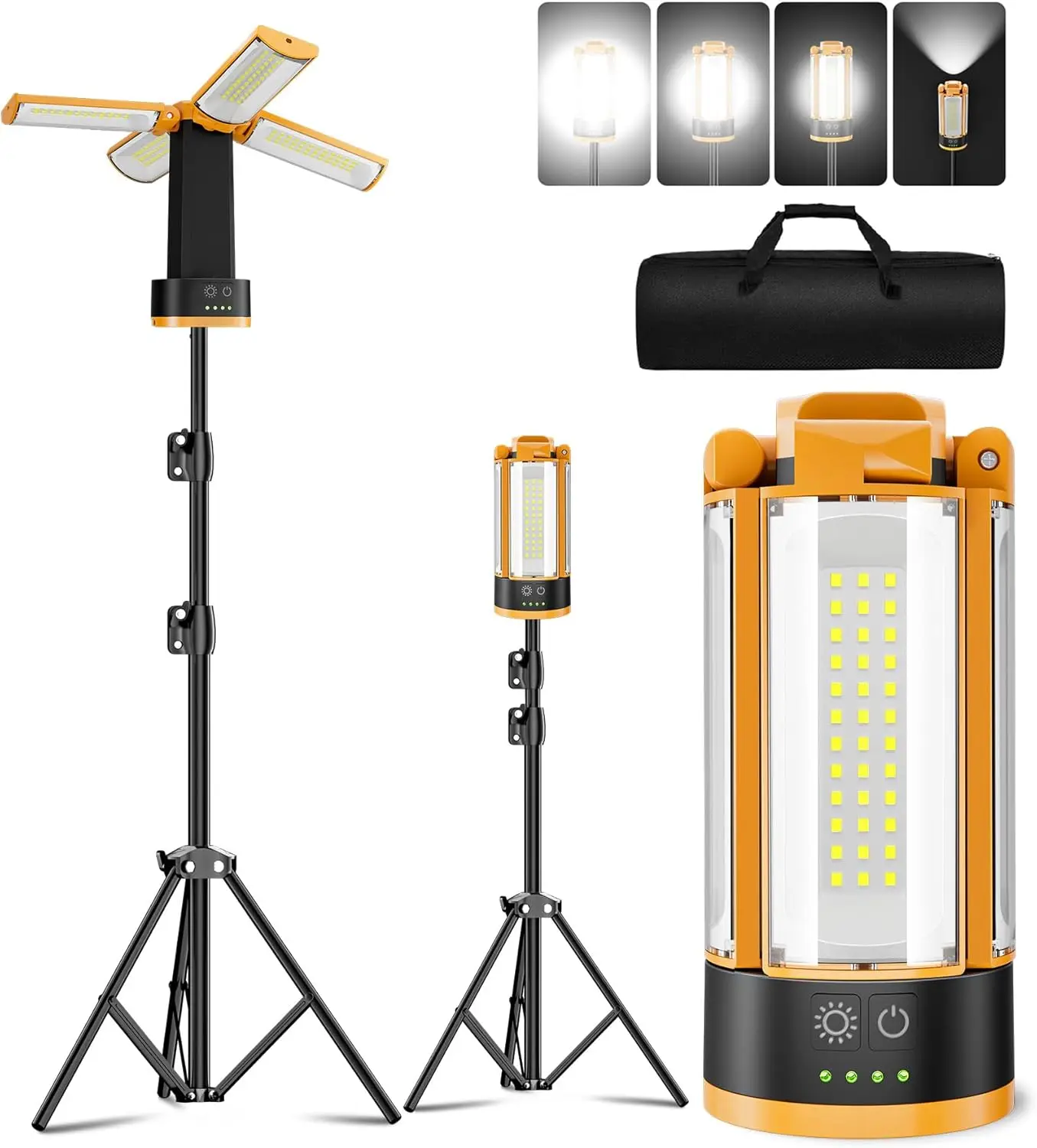 

Rechargeable Camping Light with Stand, 10400mAh LED Work Light 4100 Lumens, Portable with Detachable Tripod (Orange)