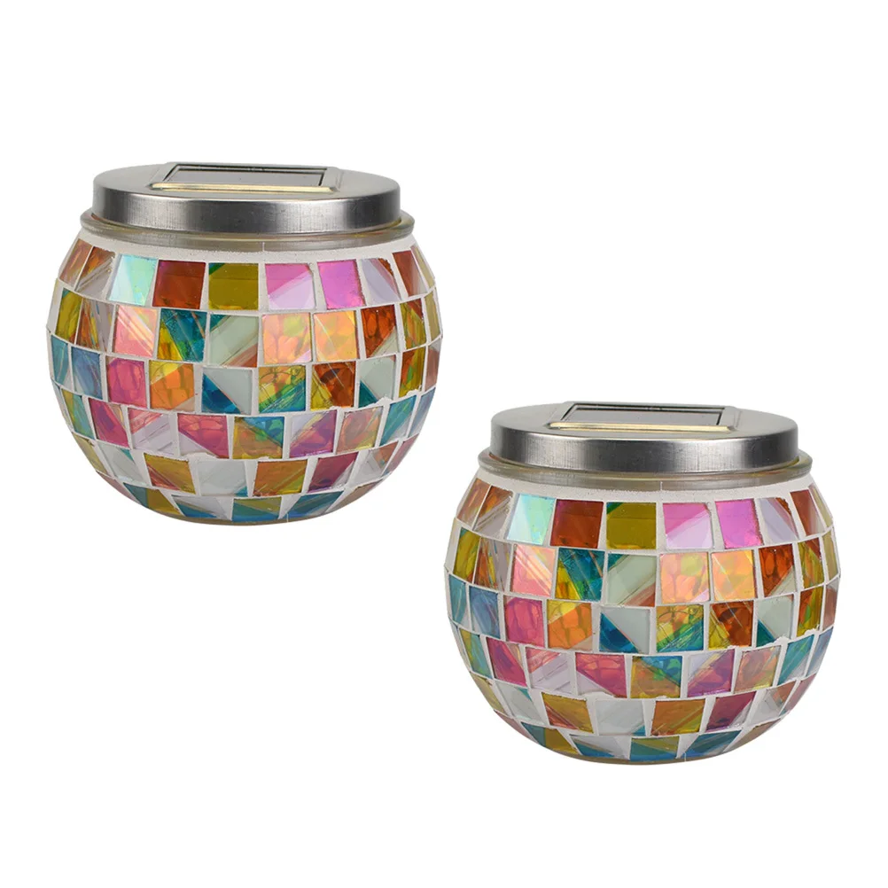 

2Pcs Solar Powered Glass Ball Lights LED Illuminated Jars Automatic Charging Decor Lights for Patio Balcony Bedroom Landscape