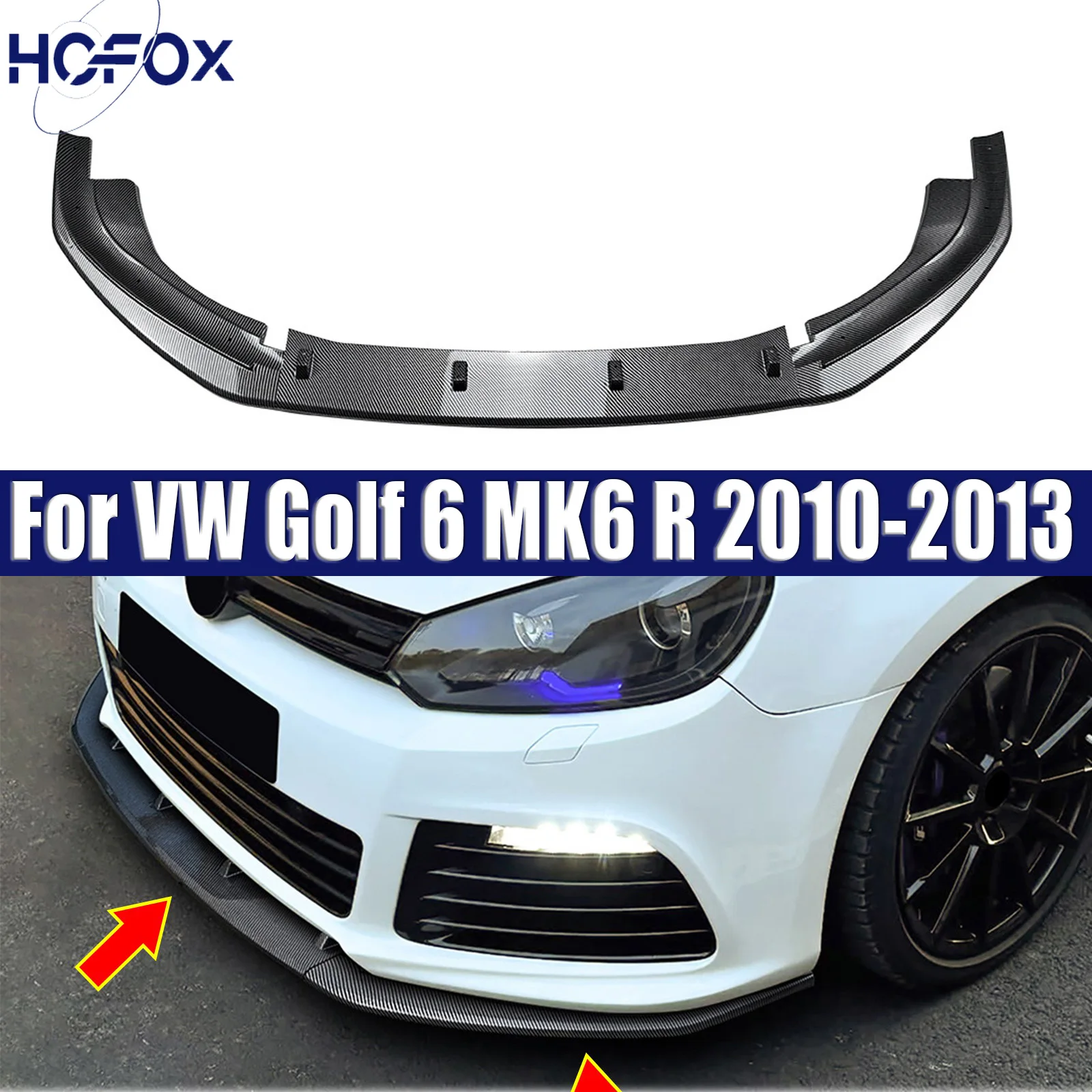 

For VW Golf 6 MK6 R 2010 2011 2012 2013 Front Bumper Lip Splitter Exterior Accessories BodyKits