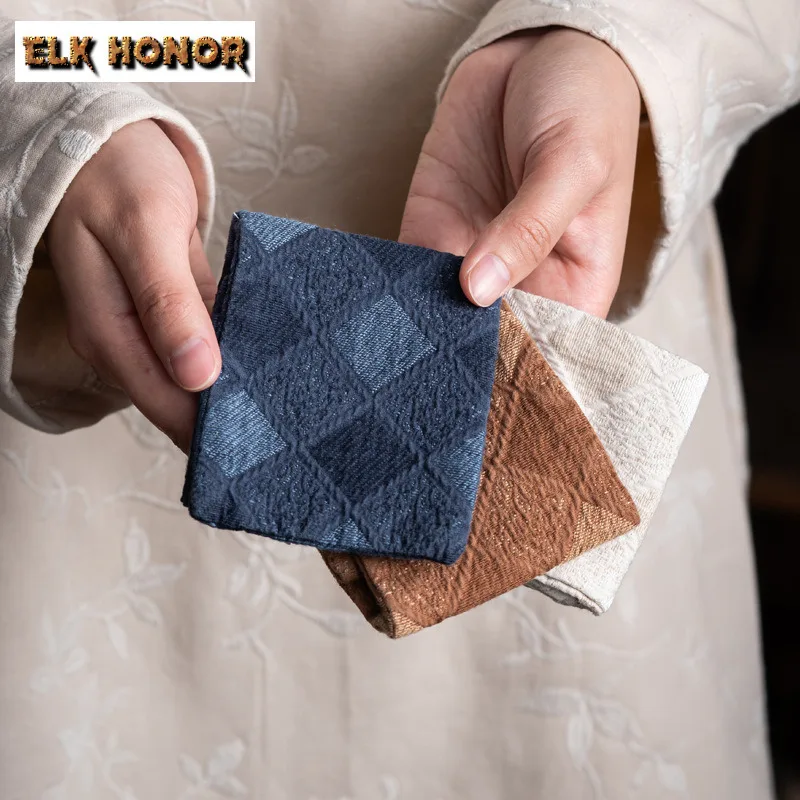 

Diamond Pattern Handmade Tea Towel Ancient Dishcloth Towell Tea Napkins Household Tea Cloth Tea Ceremony Equipment Collection
