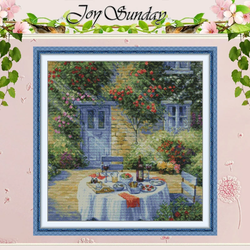 Sunshine Garden Patterns Counted Cross Stitch Set DIY 11CT 14CT 16CT HD Stamped DMC Cross-stitch Kit Embroidery Needlework Craft
