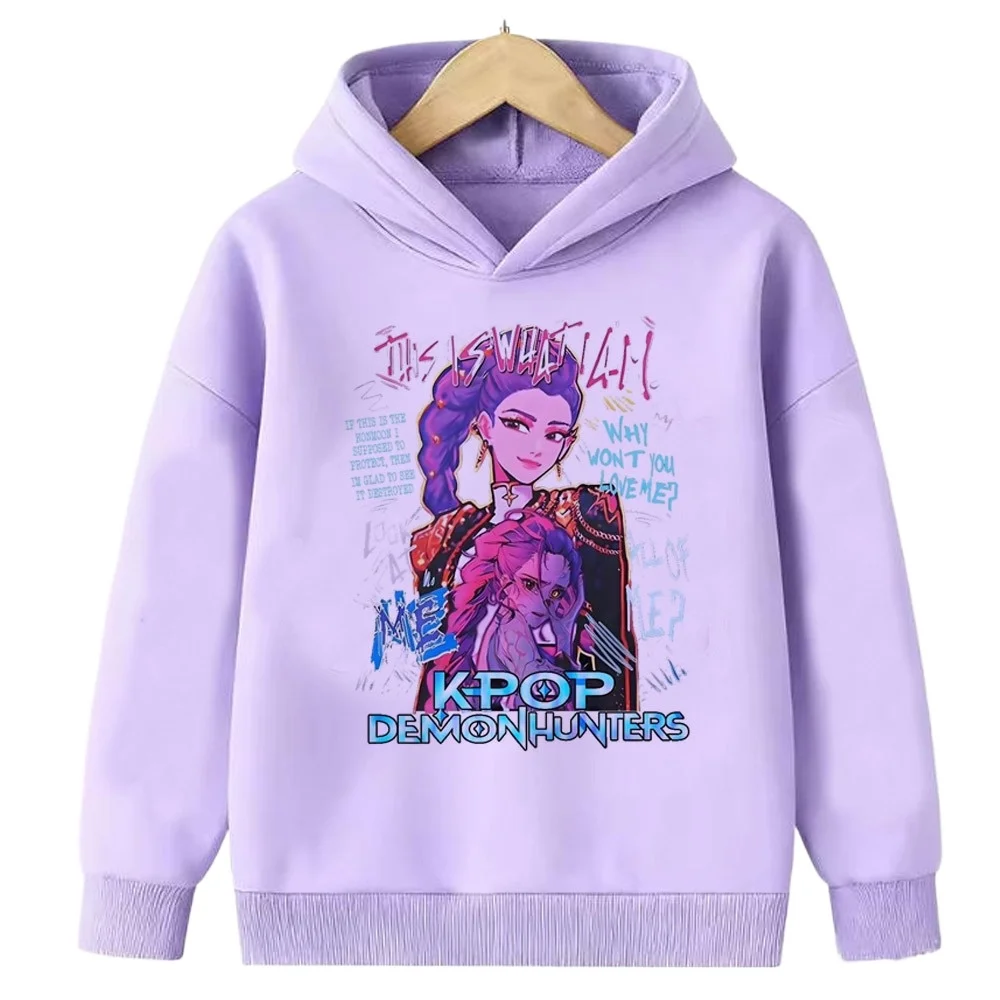 KPop Demon Hunter Cartoon Girls Boy Felpa con cappuccio Calda onda coreana per bambini Moda Casual Top Abbigliamento casual per ragazze