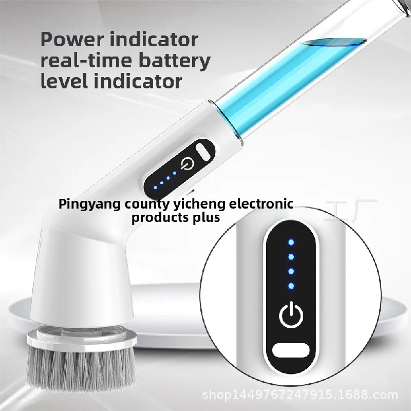 แปรงทําความสะอาดเครื่องขัดพื้นแบบหมุนไฟฟ้าเครื่องขัดพื้นอาบน้ําไร้สายกันน้ําพร้อมหัวแปรงถอดเปลี่ยนได้ 5 หัวสําหรับกระเบื้องพื้นห้องน้ํา